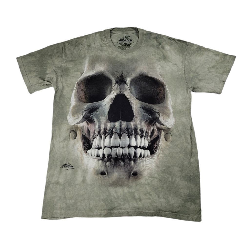 The Mountain Tie-Dye Big Face Skull Retro Shirt Short Sleeve Mens Size Large L